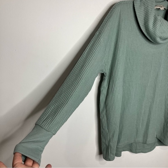 Loft waffle knit cowl knit top green size medium - Picture 4 of 10